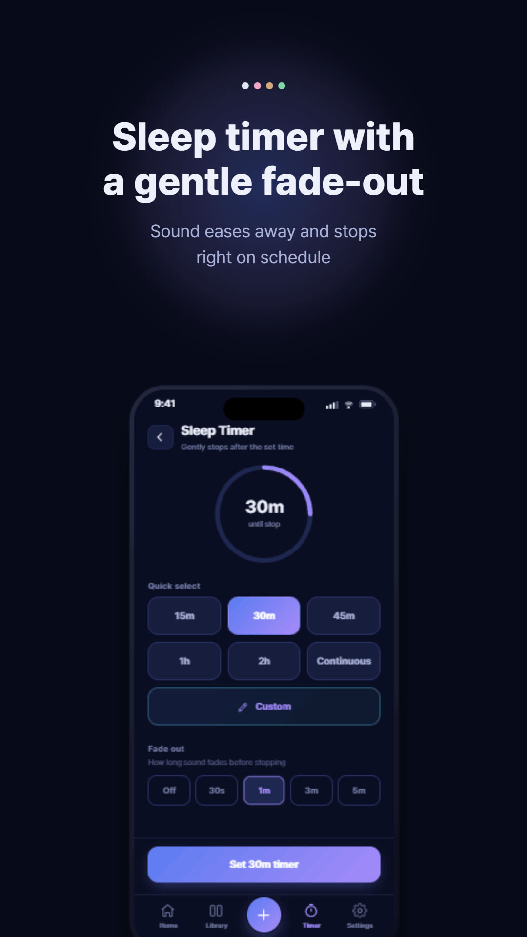 Sleep timer with a gentle fade-out